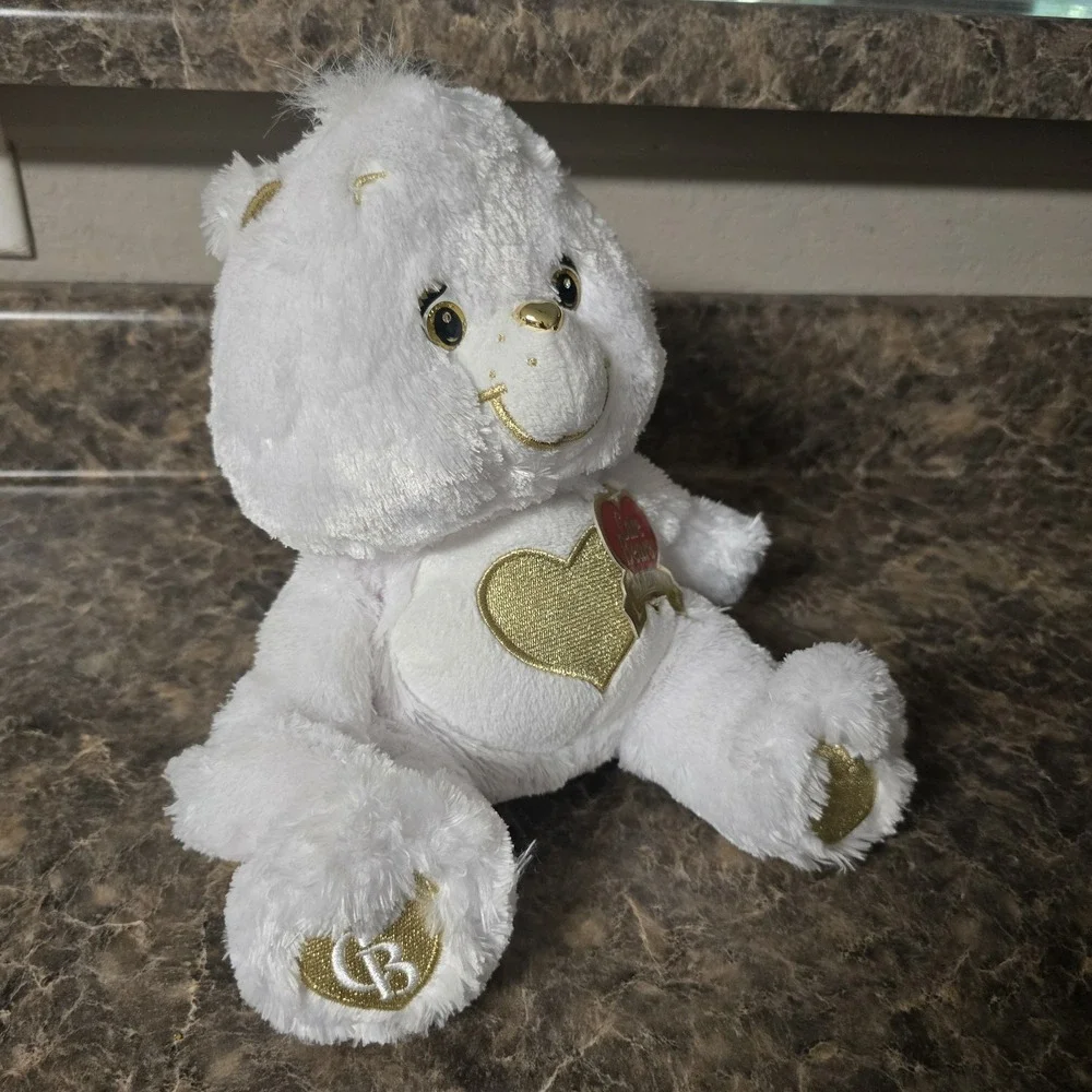 Care Bears Heart of Gold 25th Anniversary Collector's Swarovsky White Plush 12